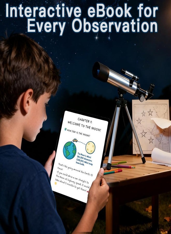 Luzsco Telescope for Kids 50mm 100x Magnification Beginner Silver Telescopio with Tripod, 2 Eyepieces, Finder Scope Set, STEM Educational Astronomy Chritstmas Gift for Boys & Girls Ages 6-12 - Image 5